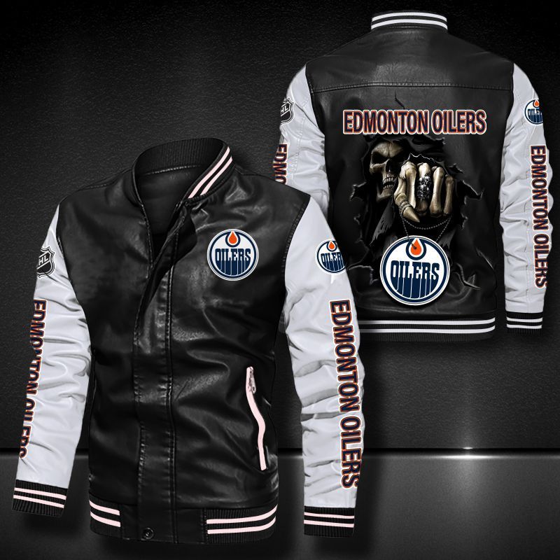 Edmonton Oilers Leather Bomber Jacket 1242