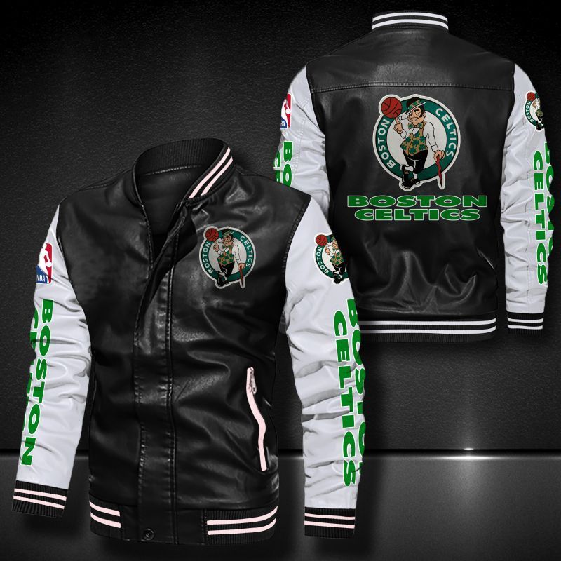 Boston Celtics Leather Bomber Jacket 472
