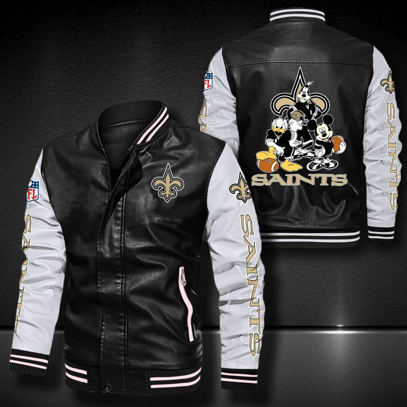 New Orleans Saints Leather Bomber Jacket 668