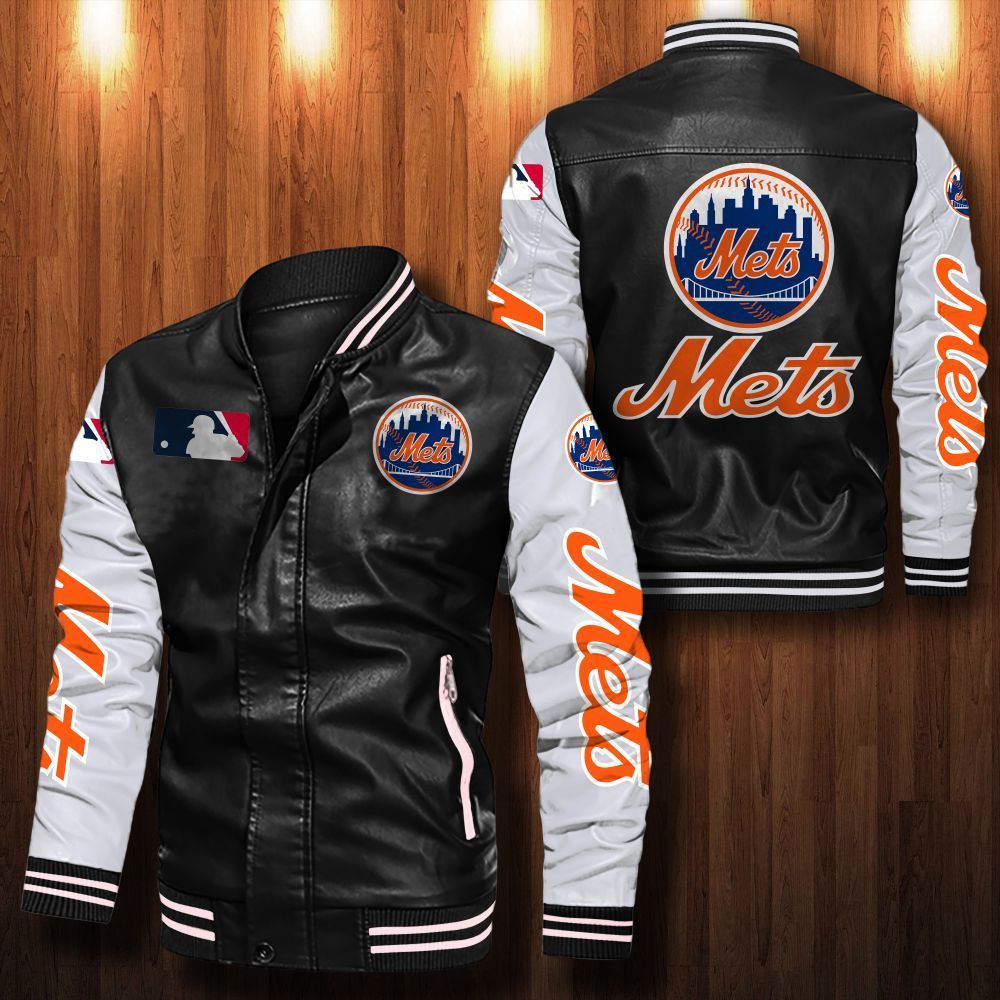 Leather Bomber Jacket 063 New York Mets