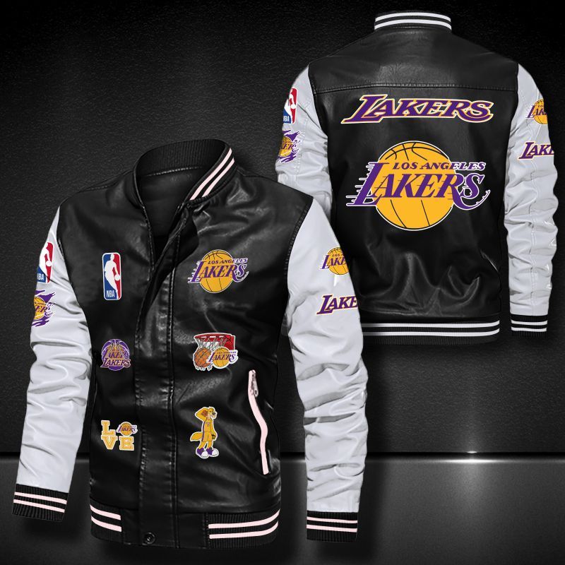 Los Angeles Lakers Leather Bomber Jacket 1214