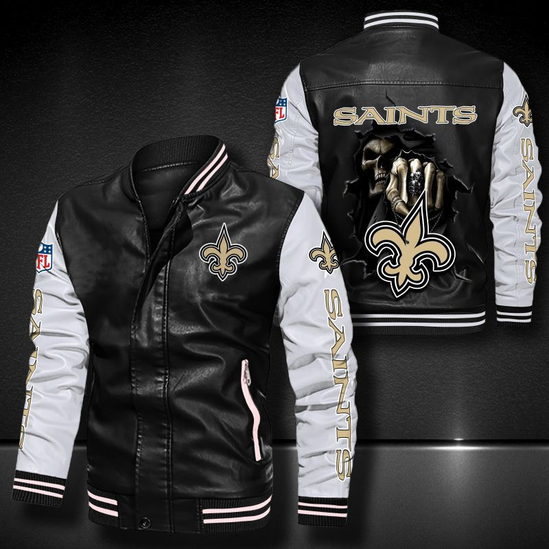 New Orleans Saints Leather Bomber Jacket 604
