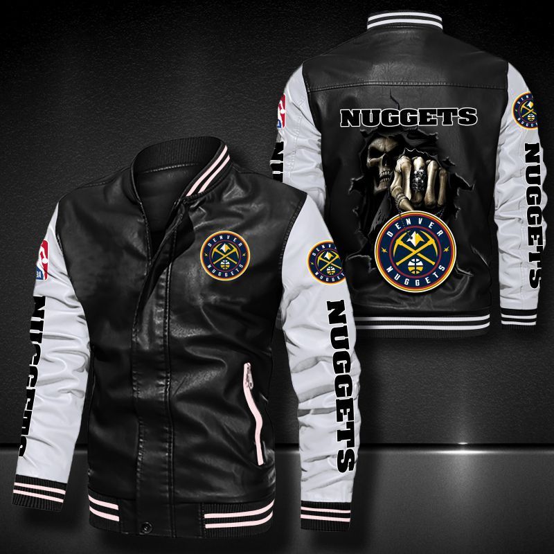 Denver Nuggets Leather Bomber Jacket 1269