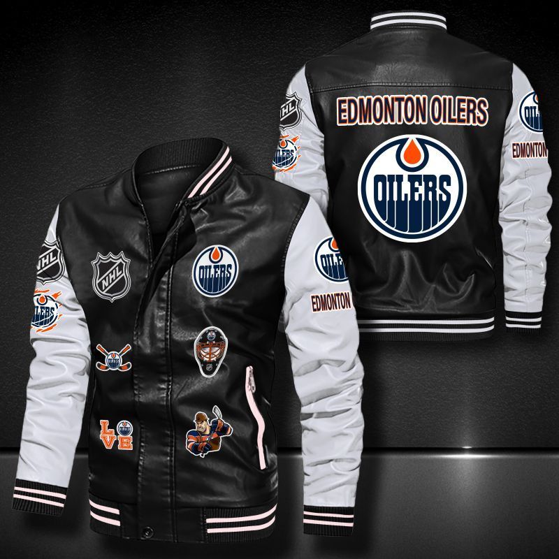Edmonton Oilers Leather Bomber Jacket 1181