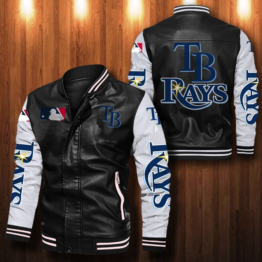 Leather Bomber Jacket 072 Tampa Bay Rays