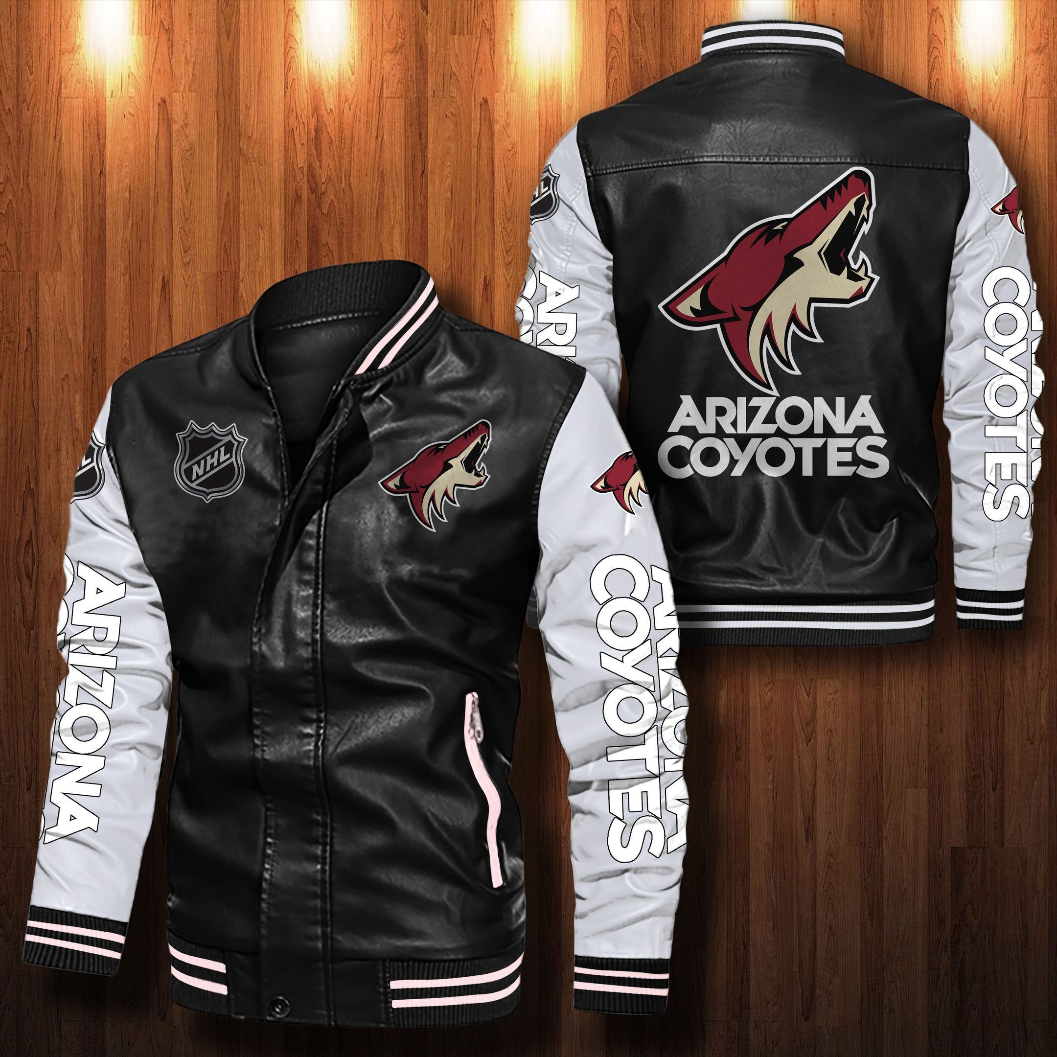 Arizona Coyotes Leather Bomber Jacket 002