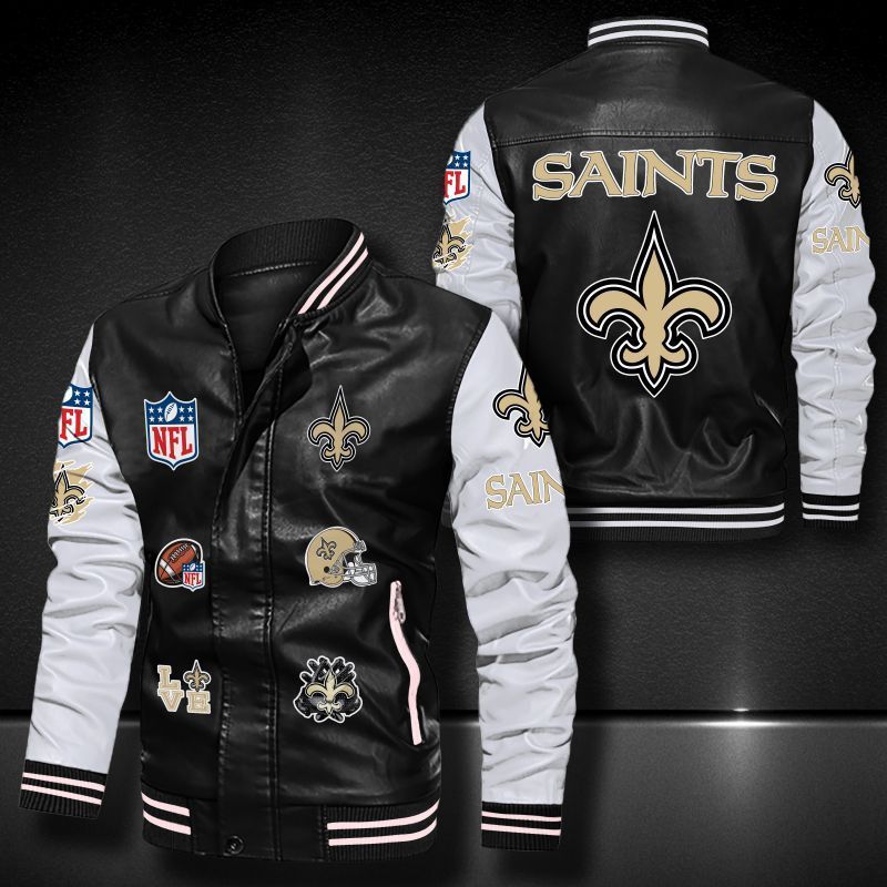 New Orleans Saints Leather Bomber Jacket 572
