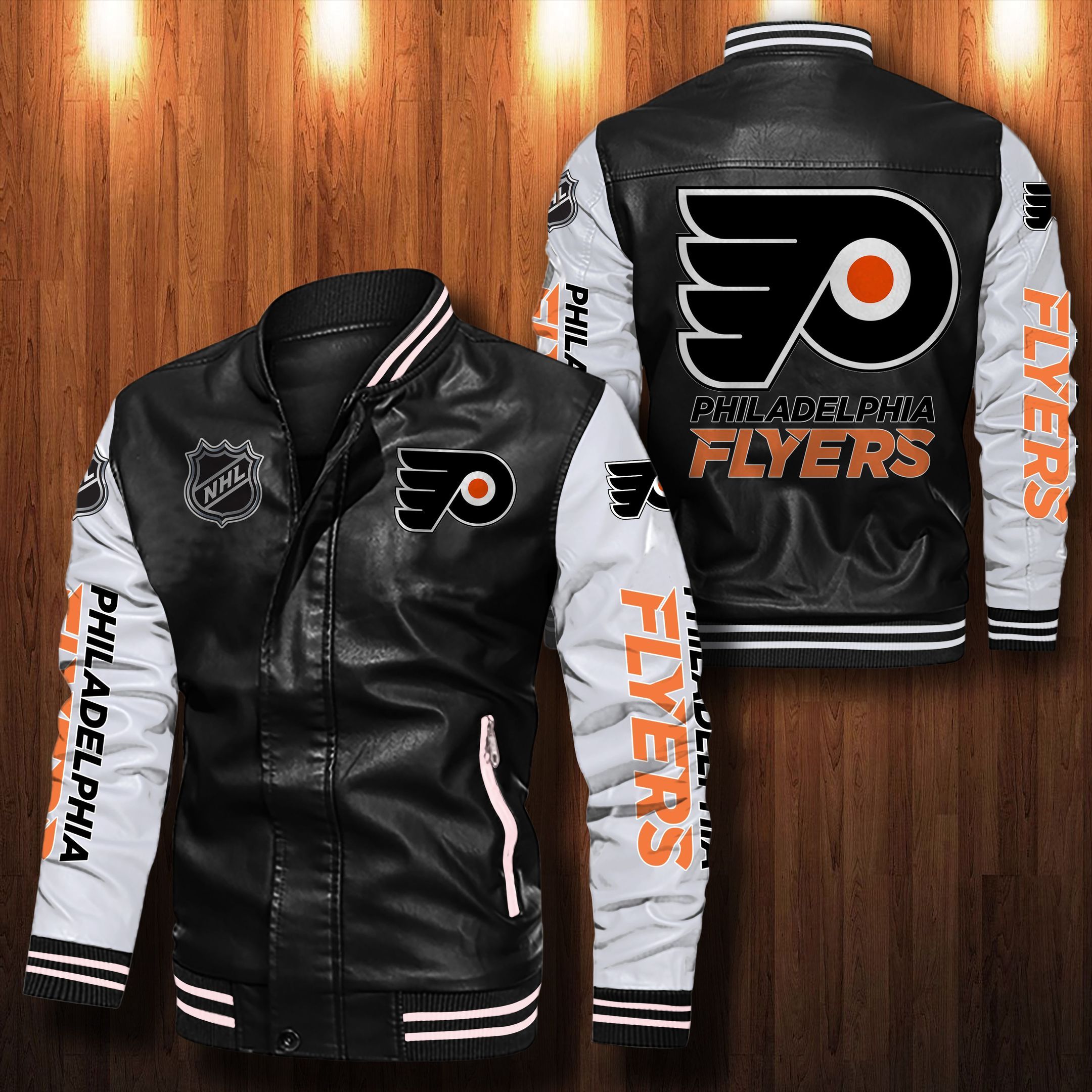 Philadelphia Flyers Leather Bomber Jacket 022