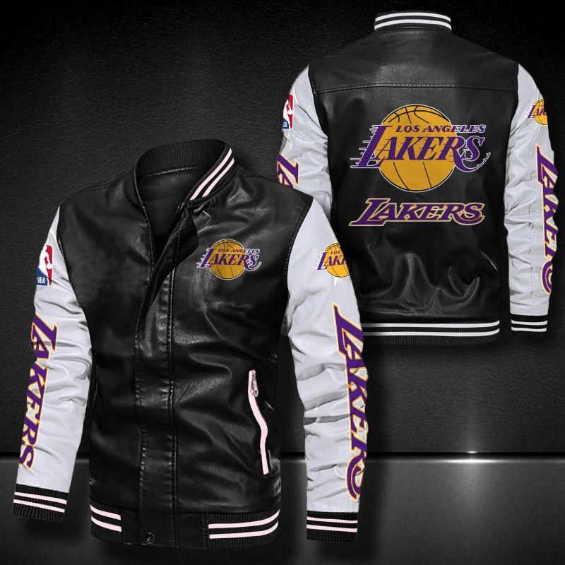 Los Angeles Lakers Leather Bomber Jacket 484