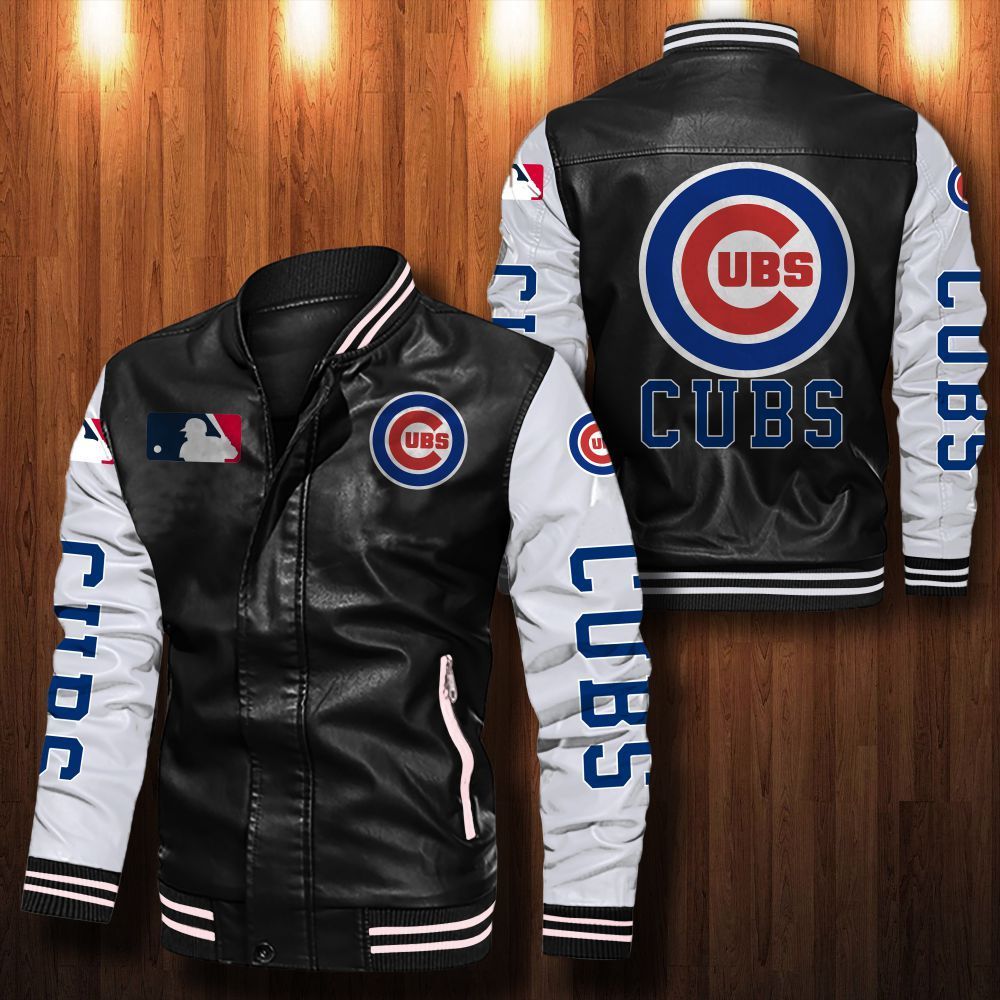 Leather Bomber Jacket 050 Chicago Cubs