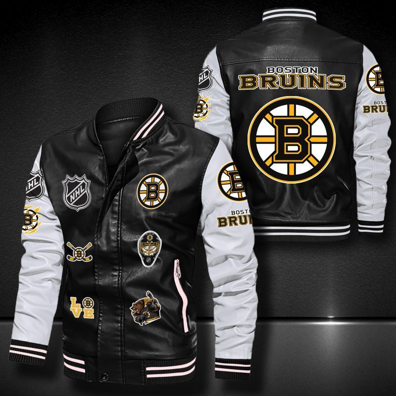 Boston Bruins Leather Bomber Jacket 1172