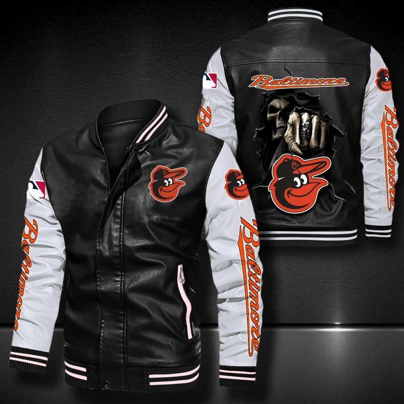 Baltimore Orioles Leather Bomber Jacket 617