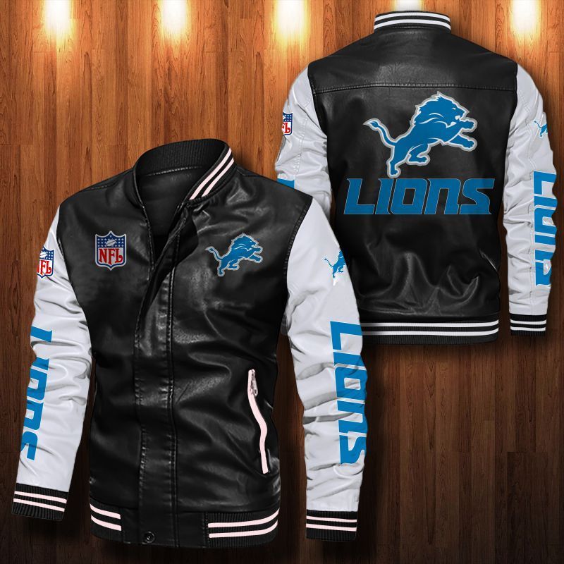 Detroit Lions Leather Bomber Jacket 1018