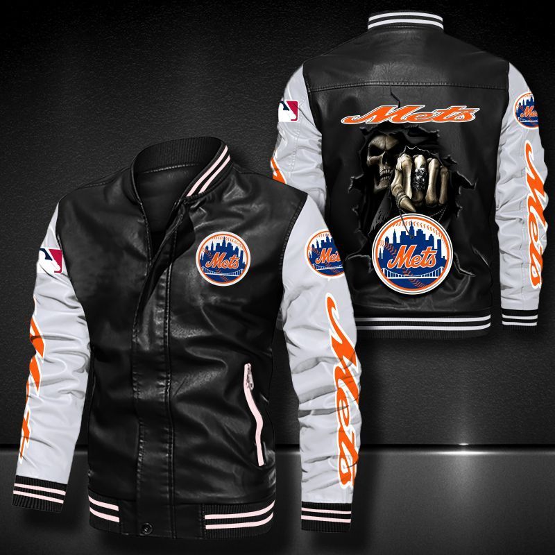 New York Mets Leather Bomber Jacket 632