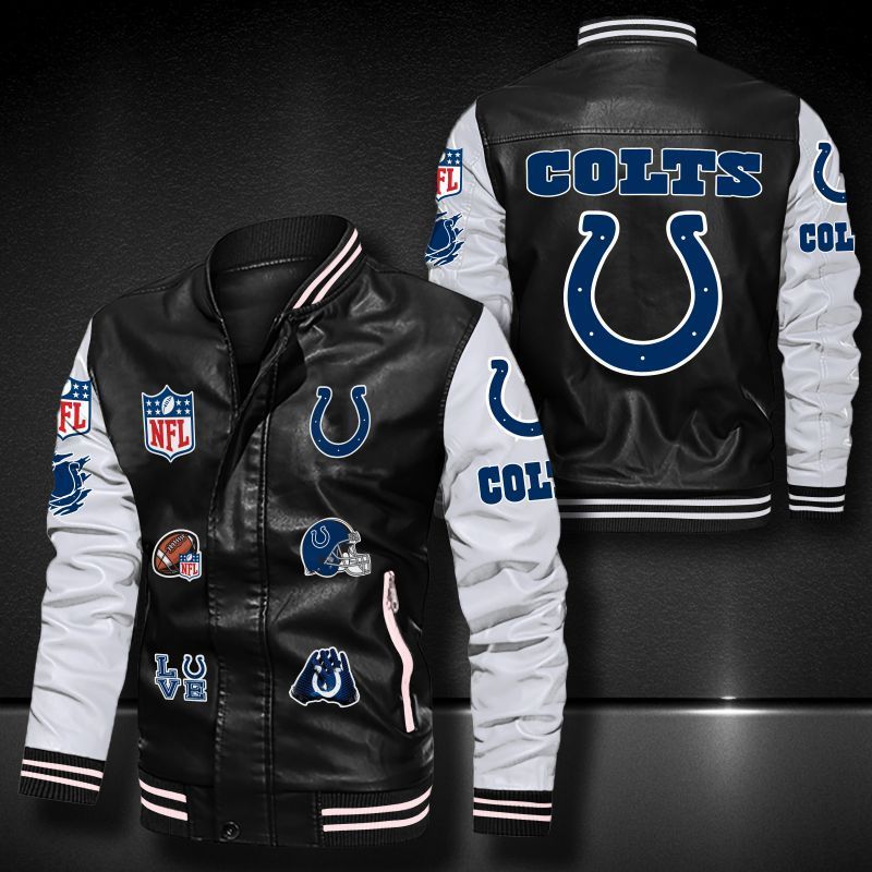 Indianapolis Colts Leather Bomber Jacket 564