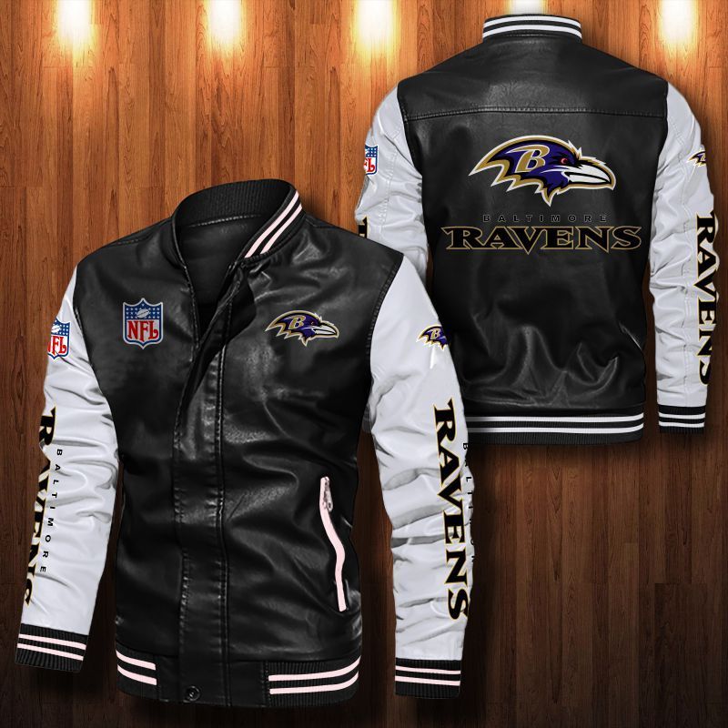 Baltimore Ravens Leather Bomber Jacket 1010