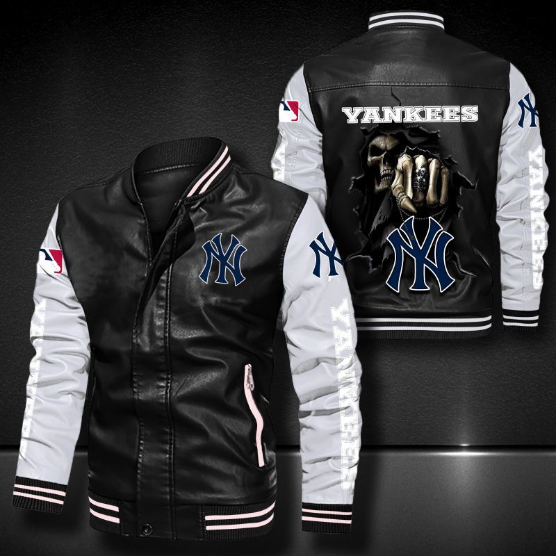 New York Yankees Leather Bomber Jacket 633