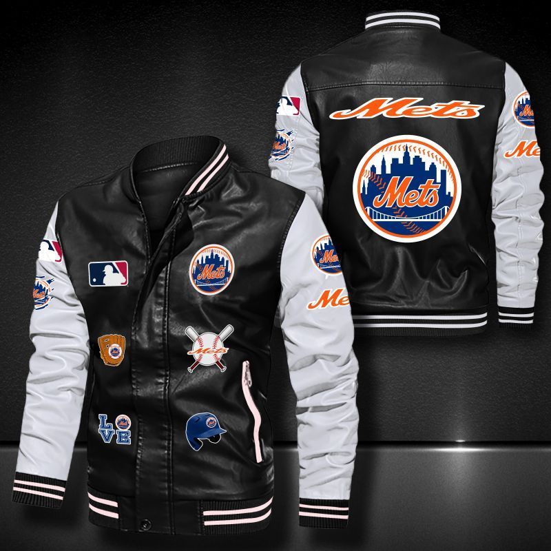 New York Mets Leather Bomber Jacket 538