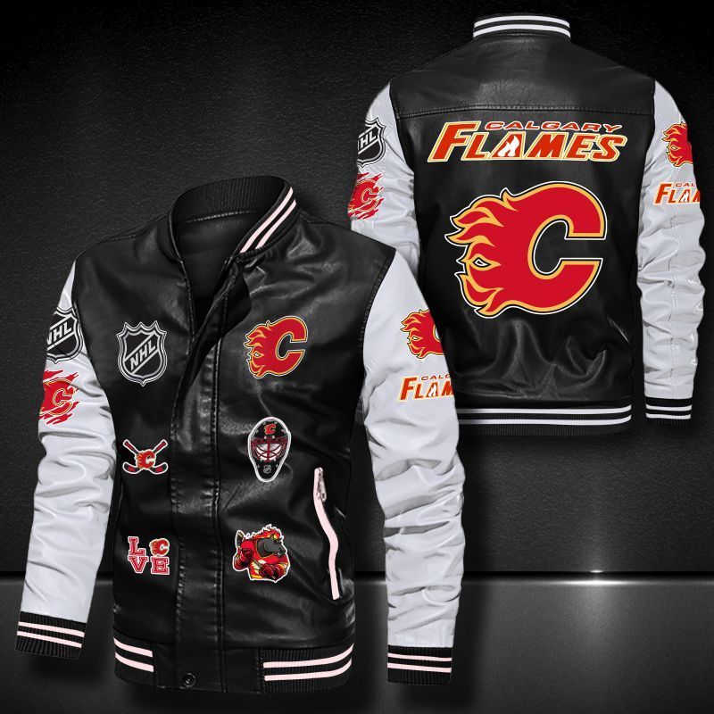 Calgary Flames Leather Bomber Jacket 1174