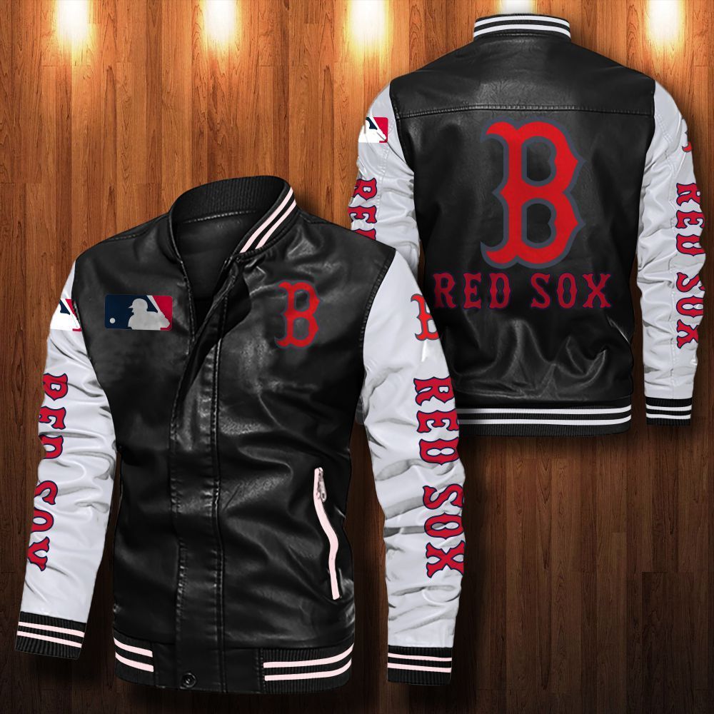 Leather Bomber Jacket 049 Boston Red Sox