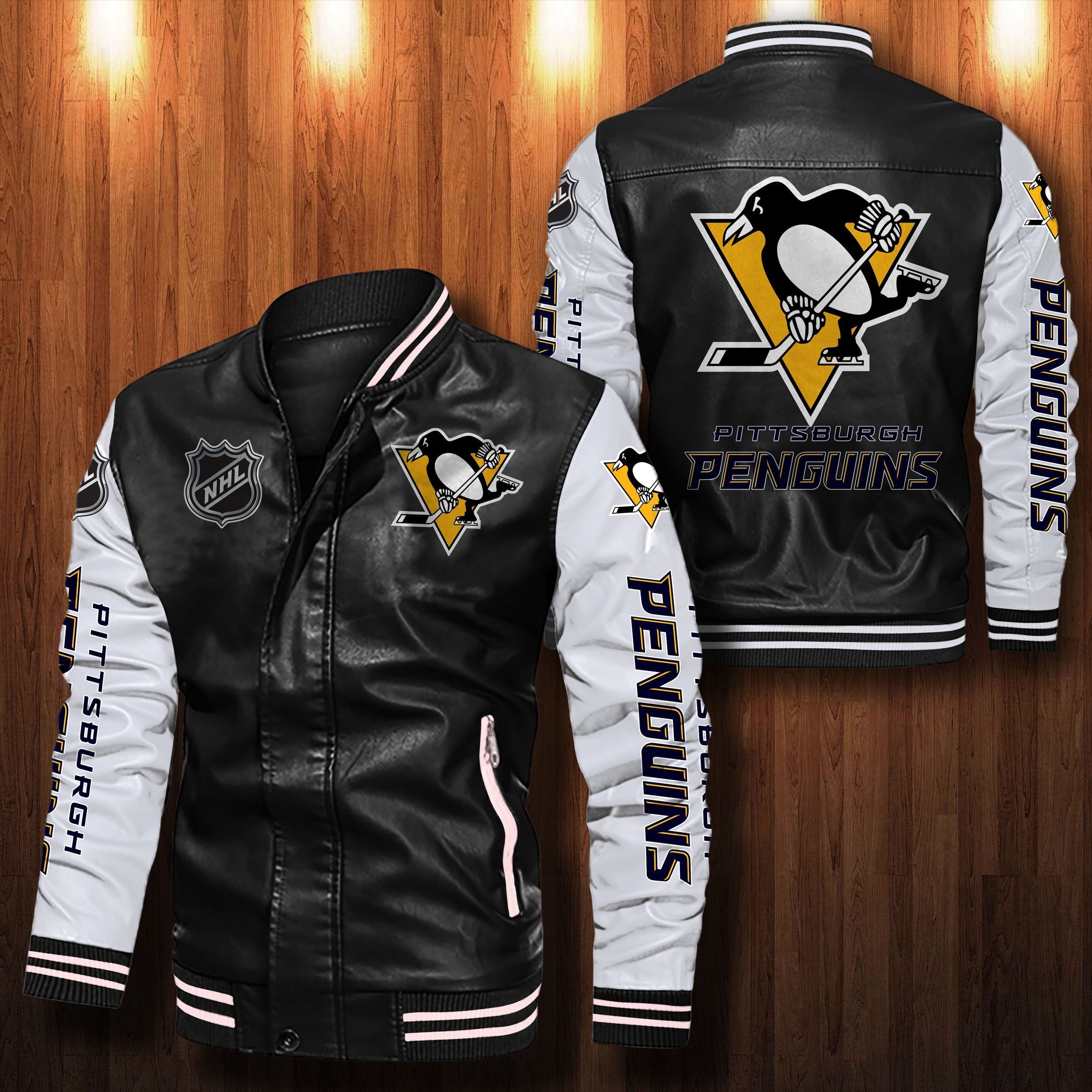 Pittsburgh Penguins Leather Bomber Jacket 023