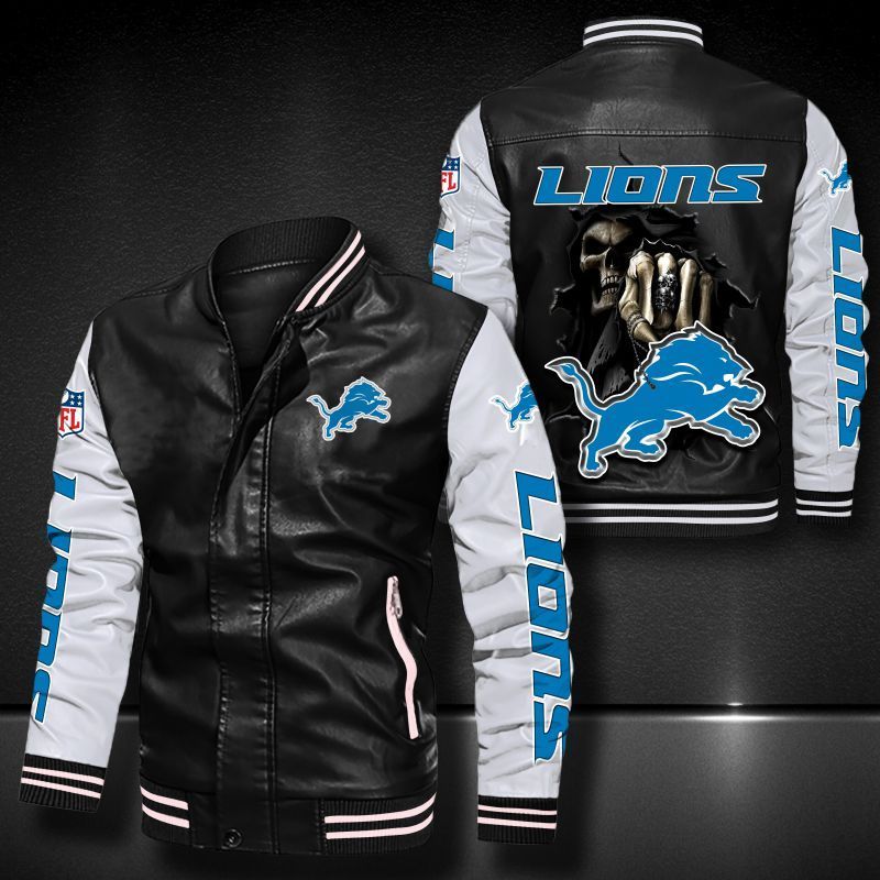 Detroit Lions Leather Bomber Jacket 593 – Furmaly
