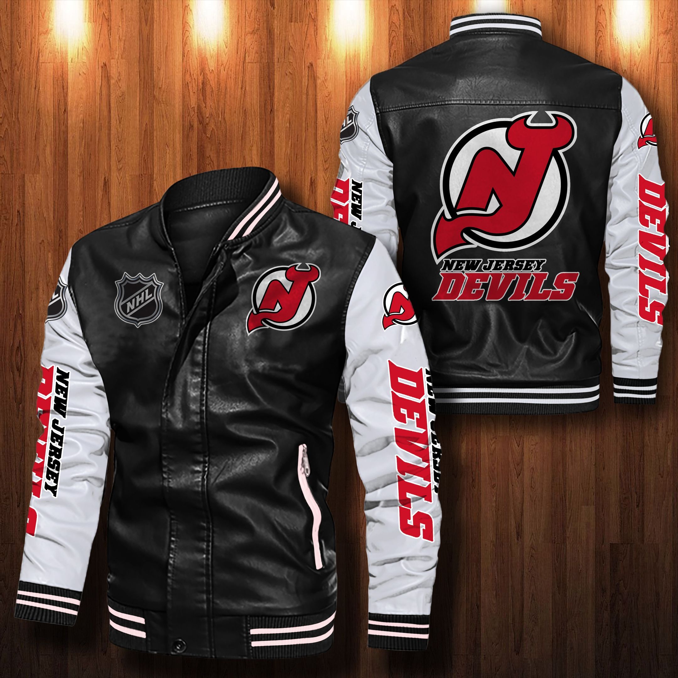 New Jersey Devils Leather Bomber Jacket 018