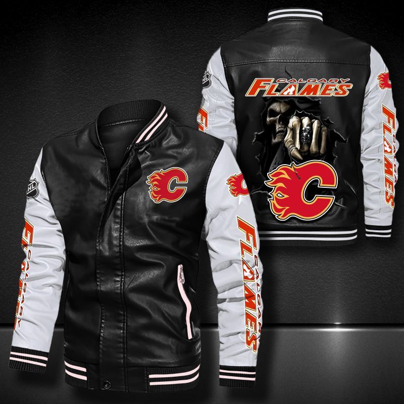 Calgary Flames Leather Bomber Jacket 1235
