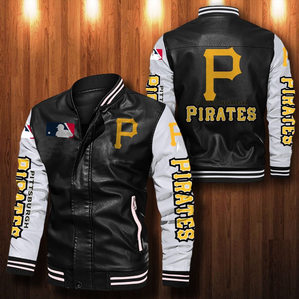 Leather Bomber Jacket 067 Pittsburgh Pirates