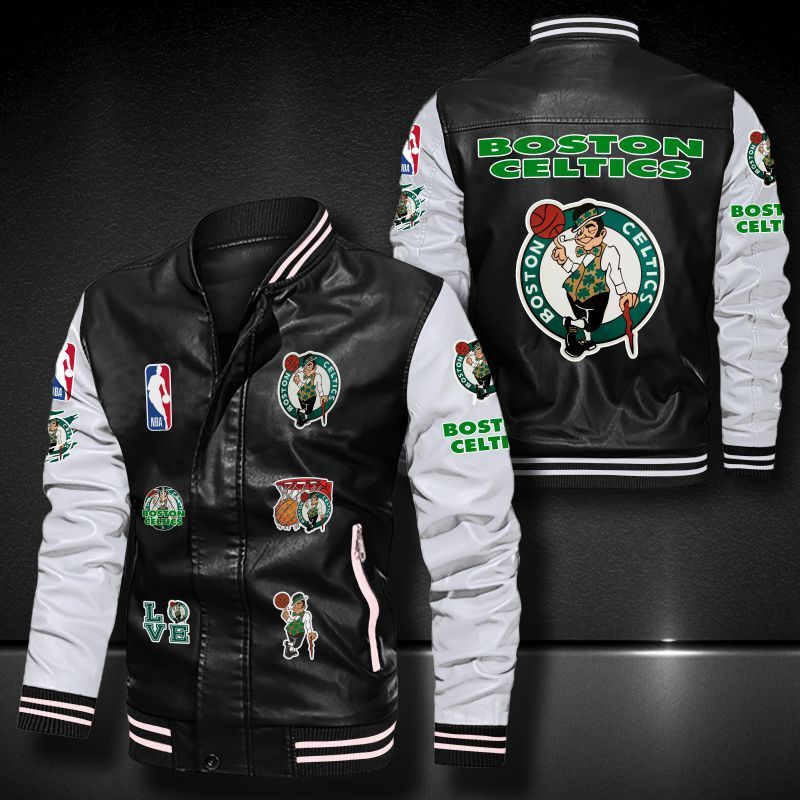 Boston Celtics Leather Bomber Jacket 1202