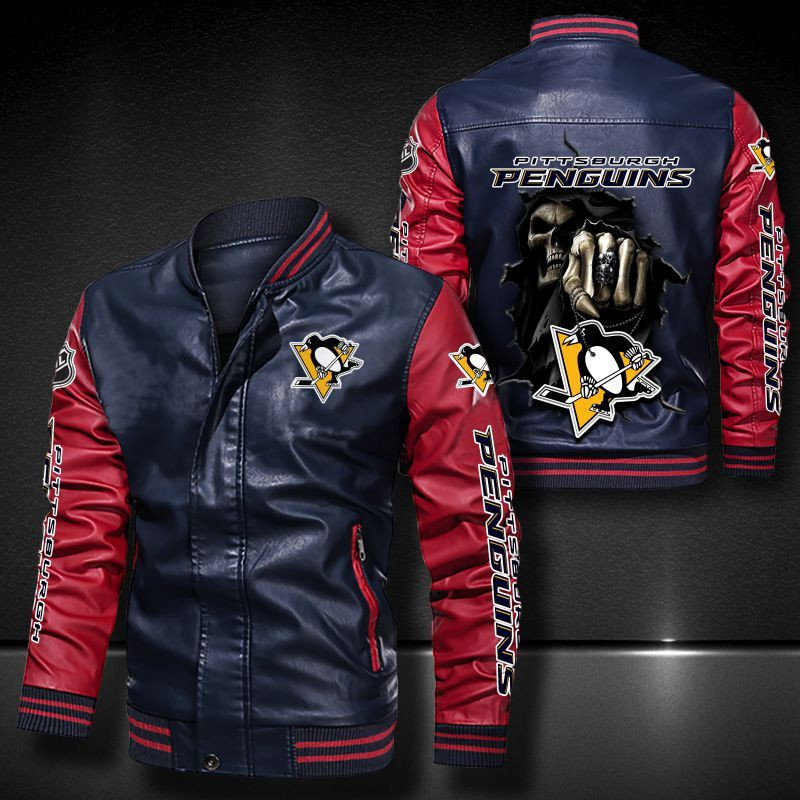 Pittsburgh Penguins Leather Bomber Jacket 1253 – Furmaly