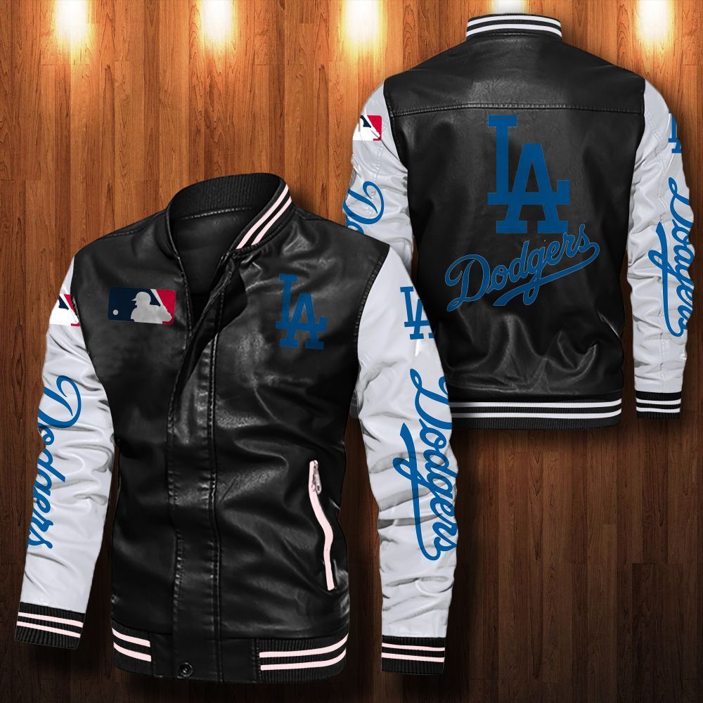 Leather Bomber Jacket 059 Los Angeles Dodgers