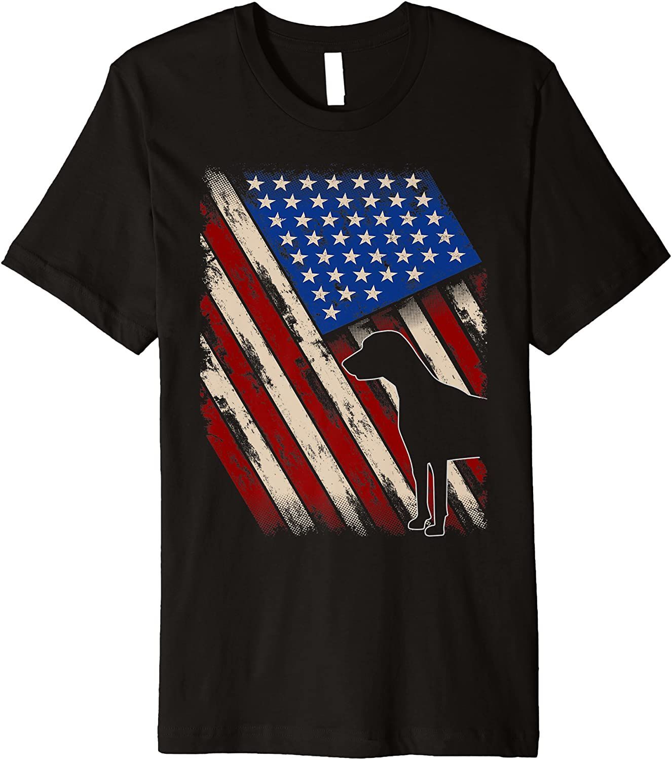 Vintage American Flag Retro Weimaraner Dog 4th Of July Premium T-Shirt