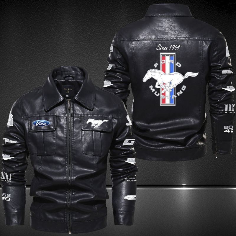 Ford Mustang Lapel Leather Jacket 5000