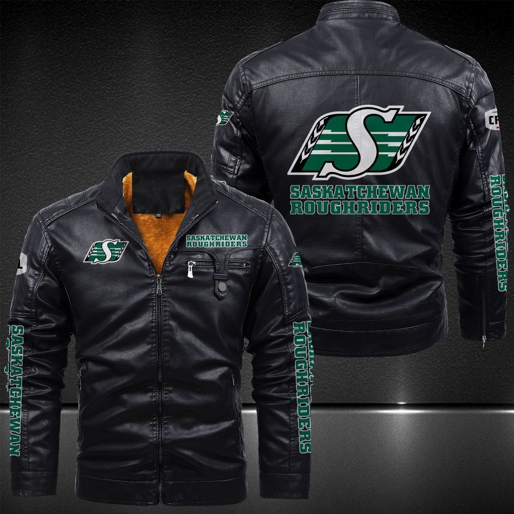 Saskatchewan Roughriders Fleece Leather Jacket 9007