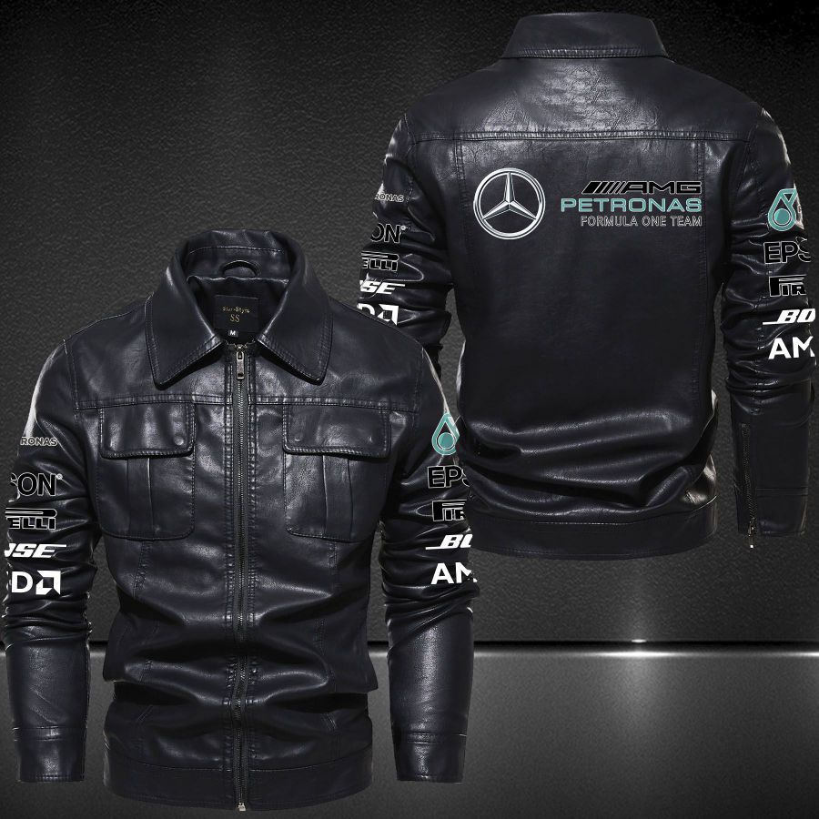 Mercedes-AMG PETRONAS F1 Team Lapel Leather Jacket 9005