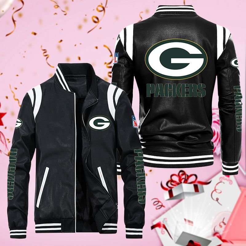 Green Bay Packers Leather Bomber Jacket 030
