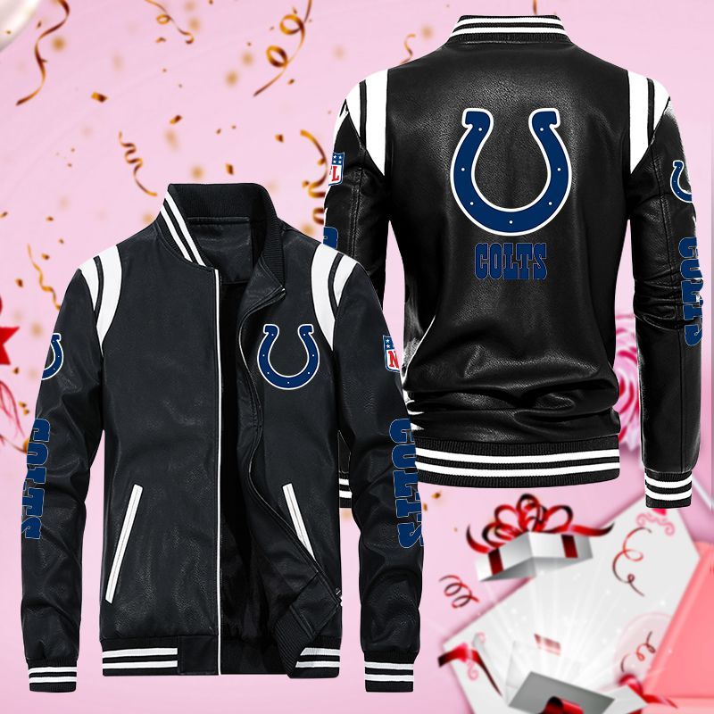Indianapolis Colts Leather Bomber Jacket 032