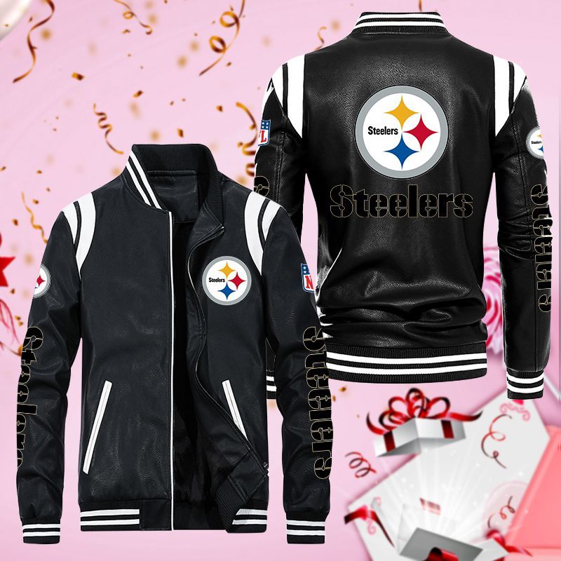 Pittsburgh Steelers Leather Bomber Jacket 045