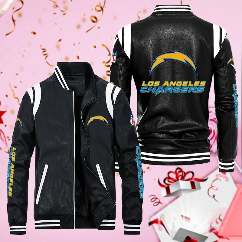 Los Angeles Chargers Leather Bomber Jacket 035