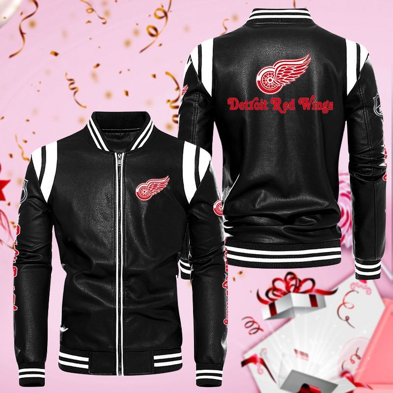 Detroit Red Wings Leather Bomber Jacket 091