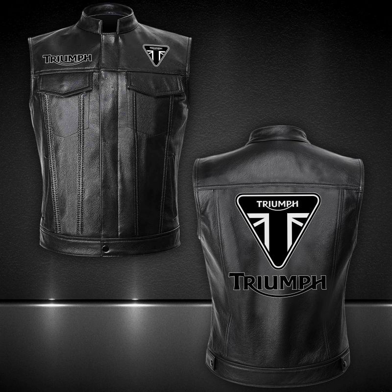 Triumph Motorcycles Leather Vest Jacket 048