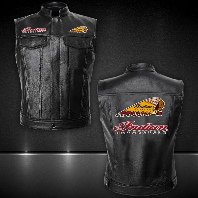 Indian Motorcycle Leather Vest Jacket 026