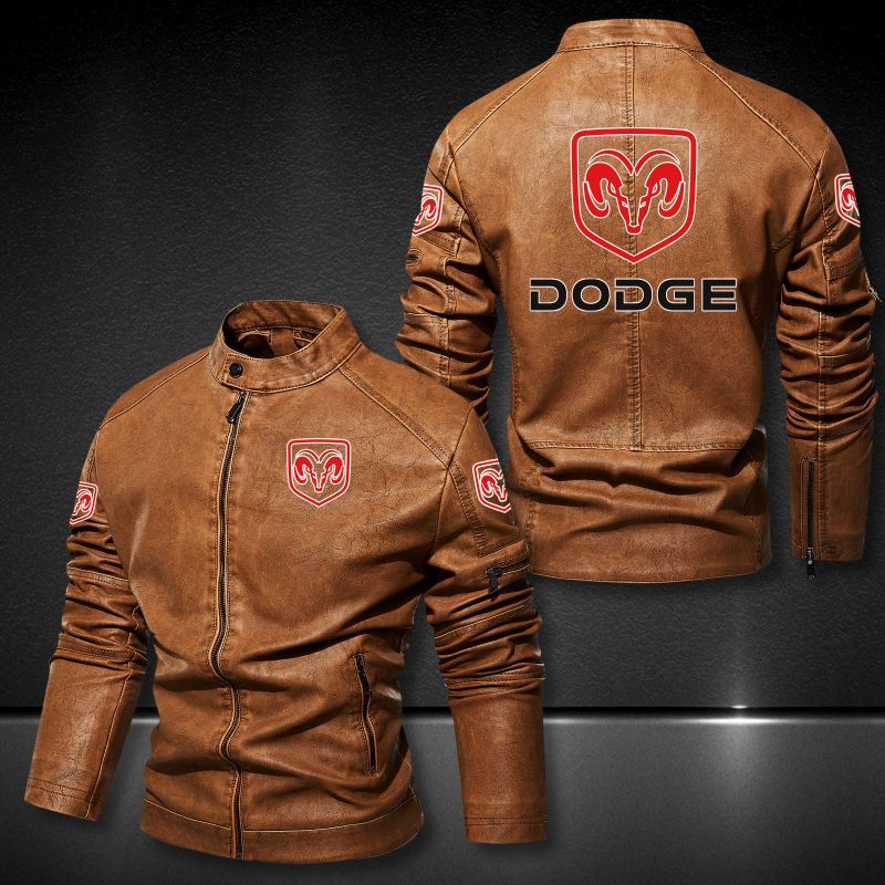 Dodge Collar Leather Jacket 055