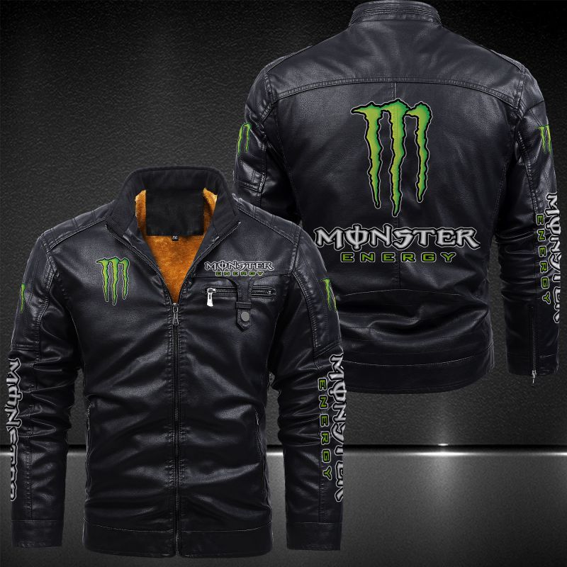 Monster Energy Fleece Leather Jacket 038