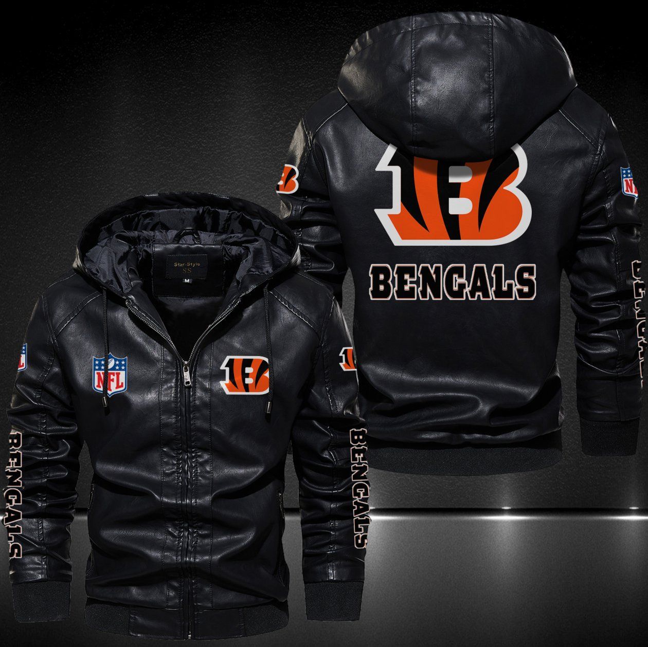 Cincinnati Bengals Hooded Leather Jacket 9076