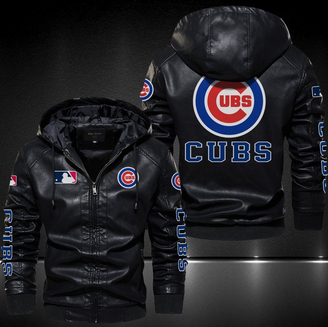 Chicago Cubs Hooded Leather Jacket 9014 – Nousty