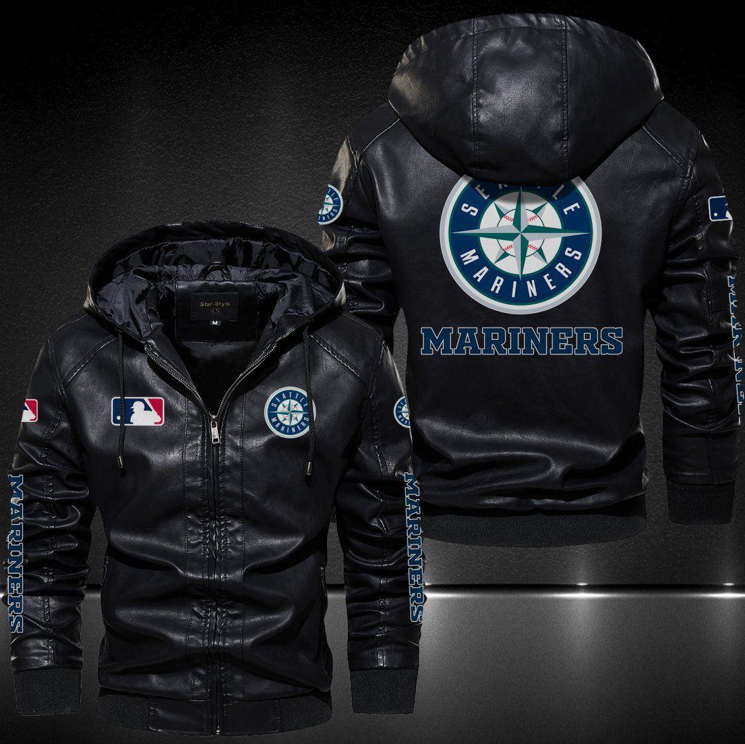 Seattle Mariners Hooded Leather Jacket 9034
