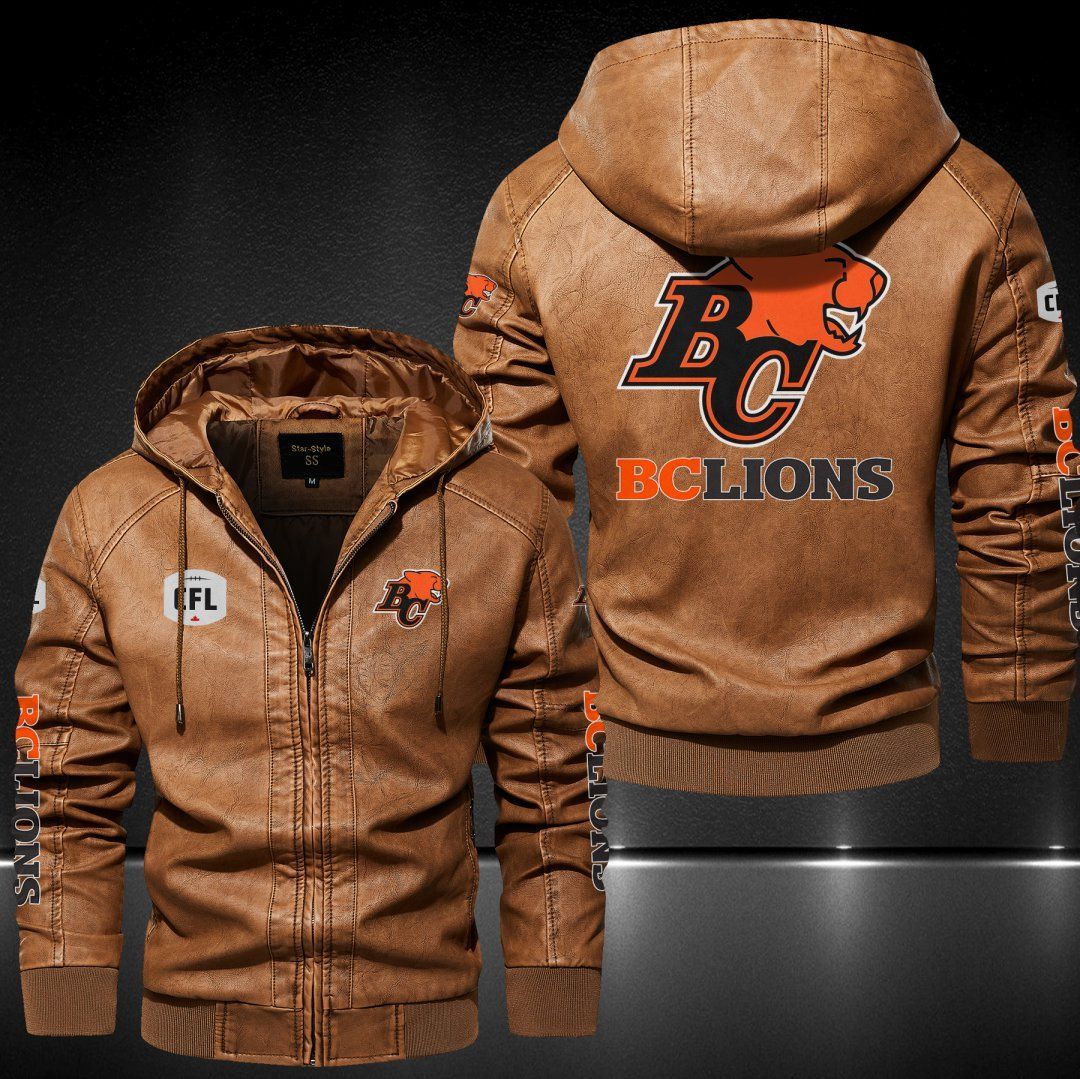 BC Lions Hooded Leather Jacket 9001
