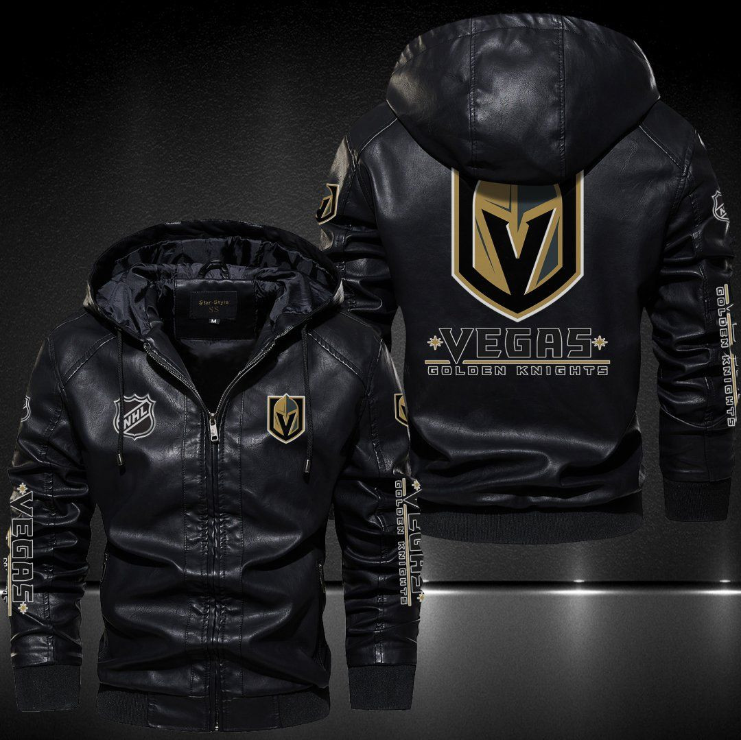 Vegas Golden Knights Hooded Leather Jacket 9130